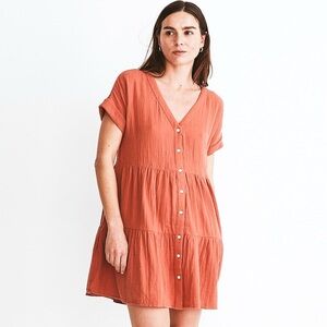 Madewell Mini Dress Cuff Sleeve Button Front Size XS NWT